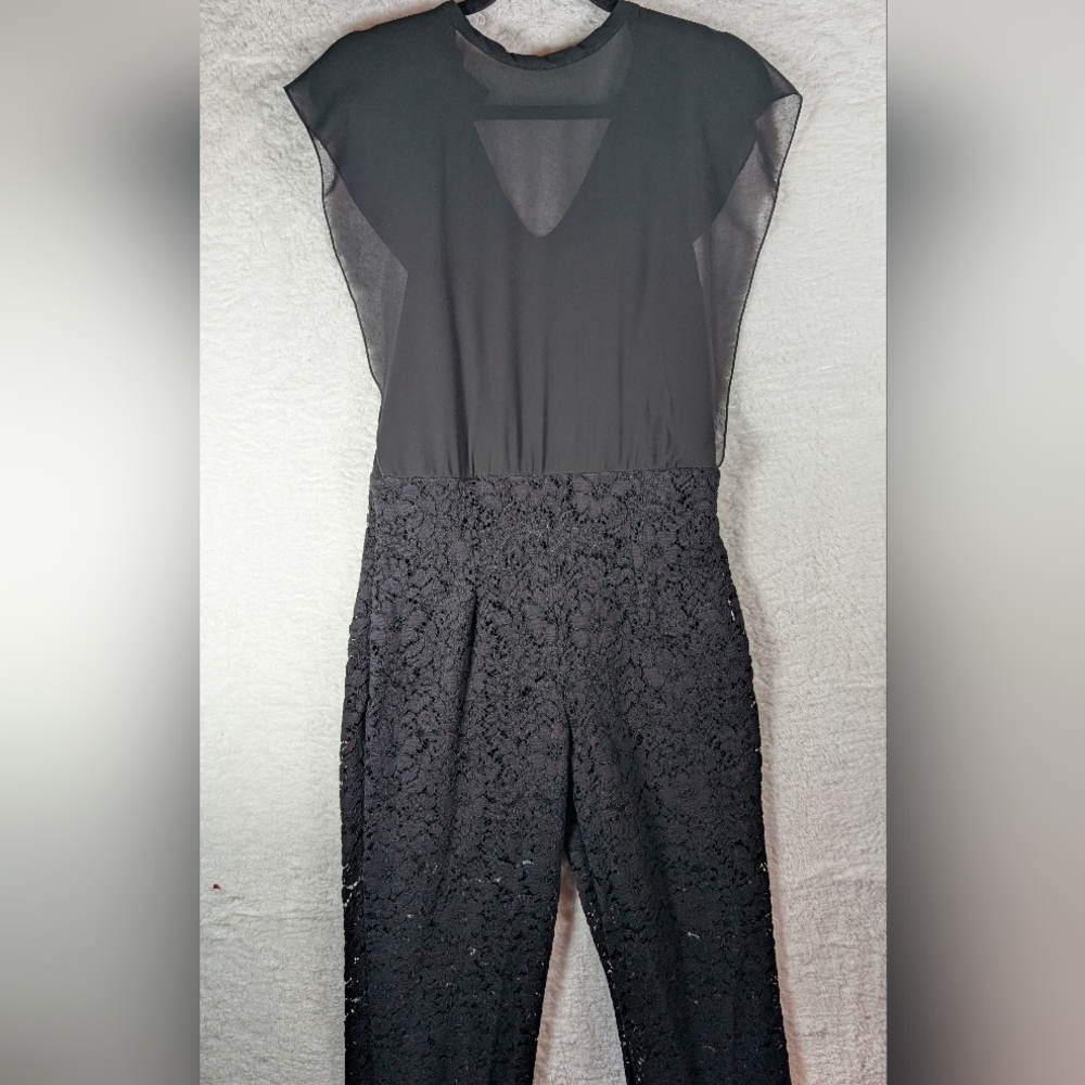 250-Rinascimento Black Lace Detail Jumpsuit